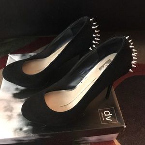 black suede spike pumps shoes